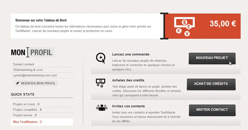 Textmaster nouveau projet