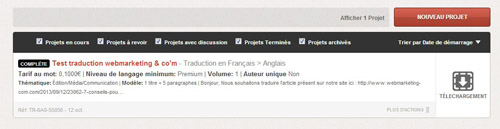 textmaster projet termine