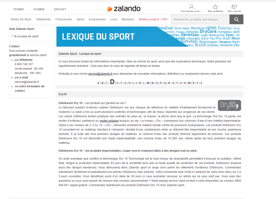 Glossaire de Zalando