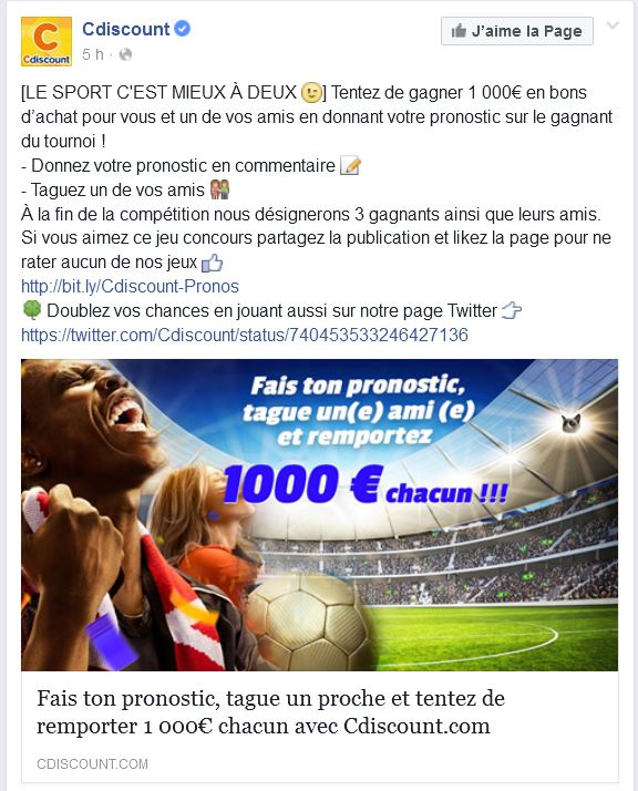 Jeux concours Facebook Cdiscount