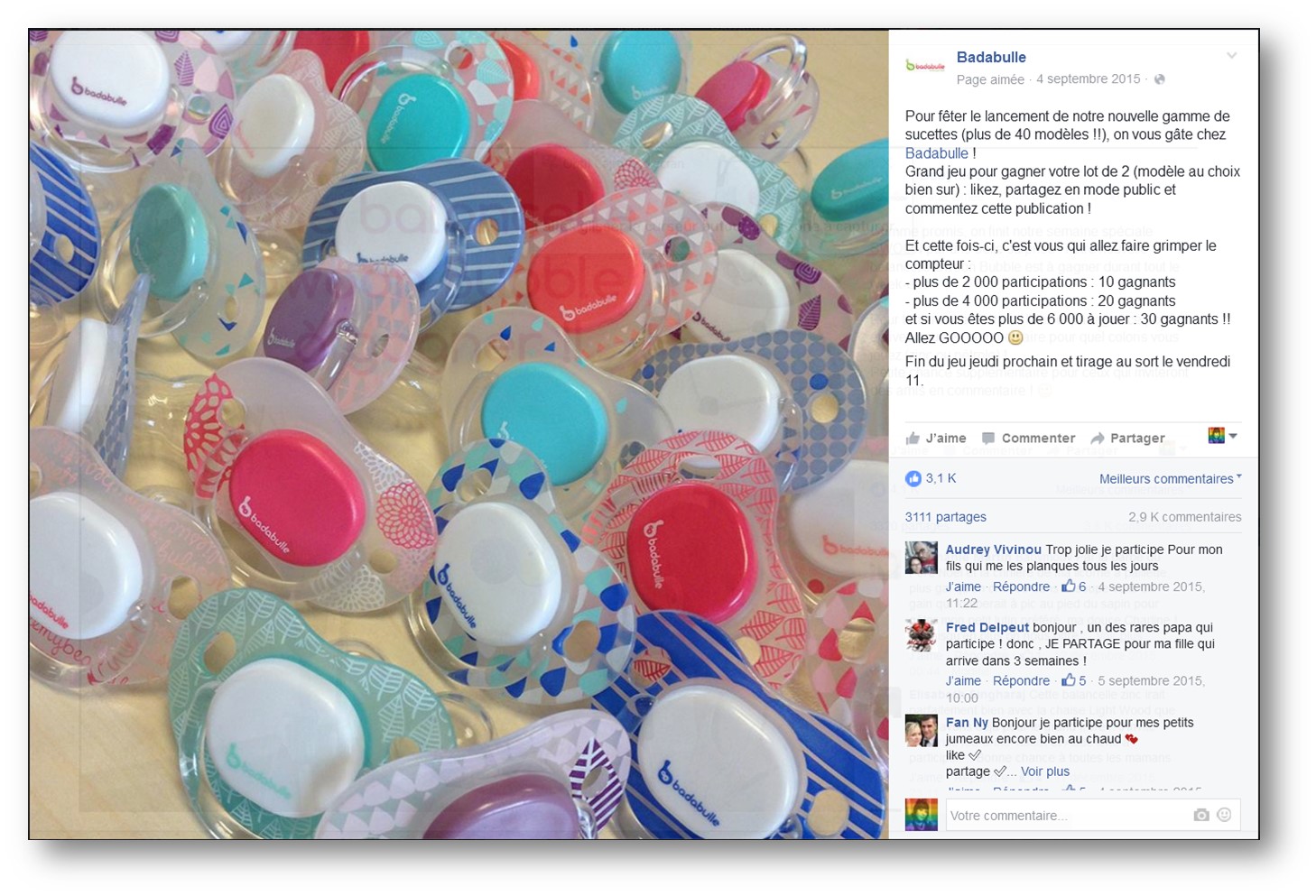 Jeux concours Facebook Badabulle
