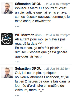 Retombées d'un partage Facebook