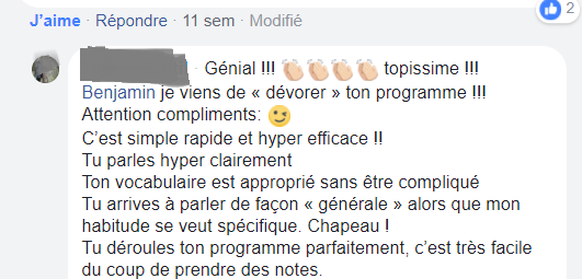 Témoignage Facebook