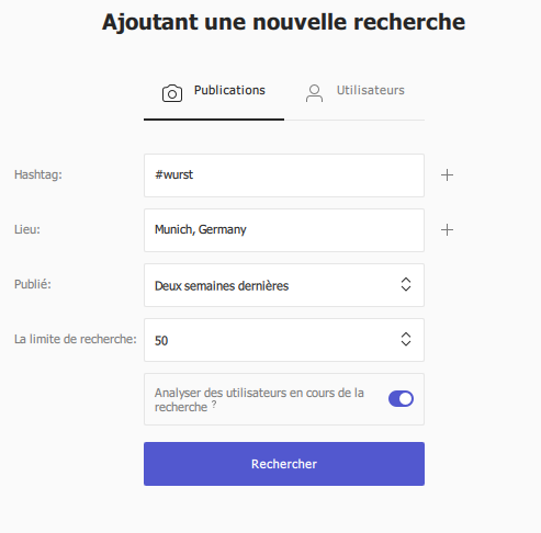 outil marketing instagram recherche