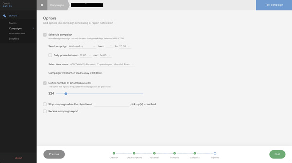 programmer campagne call sms marketing