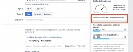 ciblage facebook : jeux vidéos