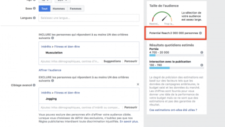 jogging ciblage facebook 