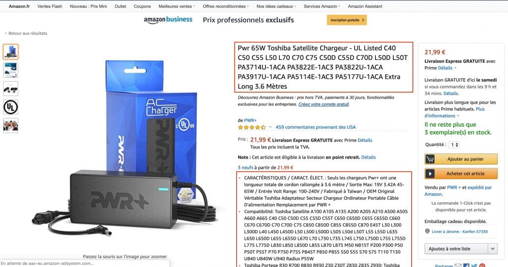 comment rediger titre amazon seller central fr