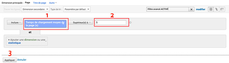 Google Analytics Filtre avancé