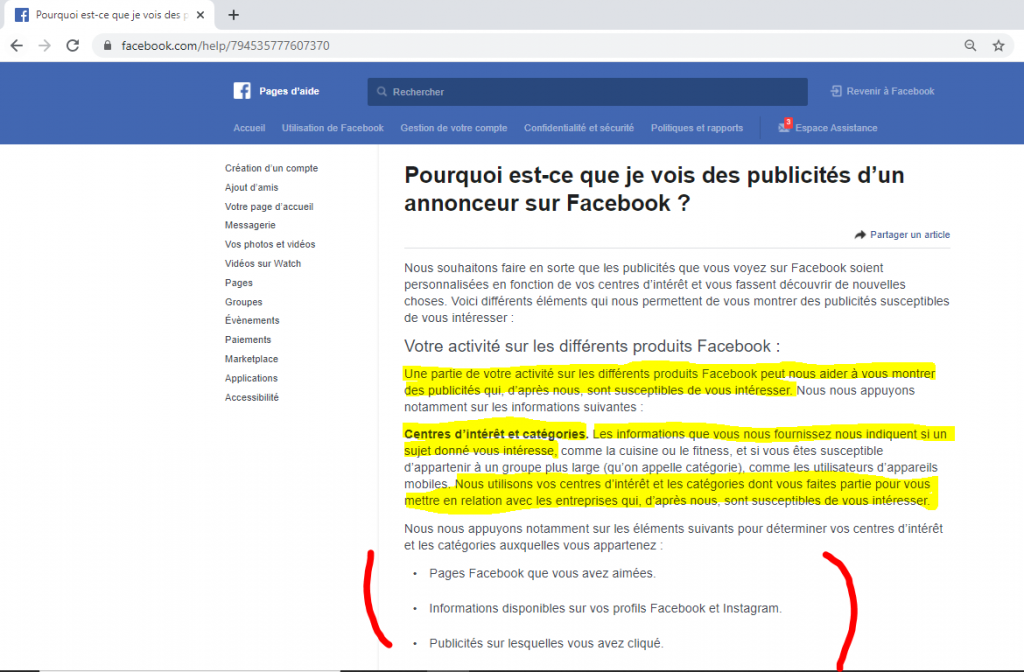 Fonctionnement ciblage Facebook Ads