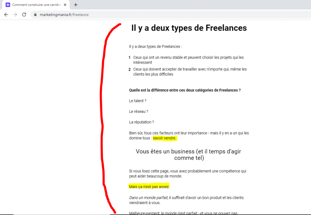 Que dire sur sa landing page ? Exemple de Marketing Mania