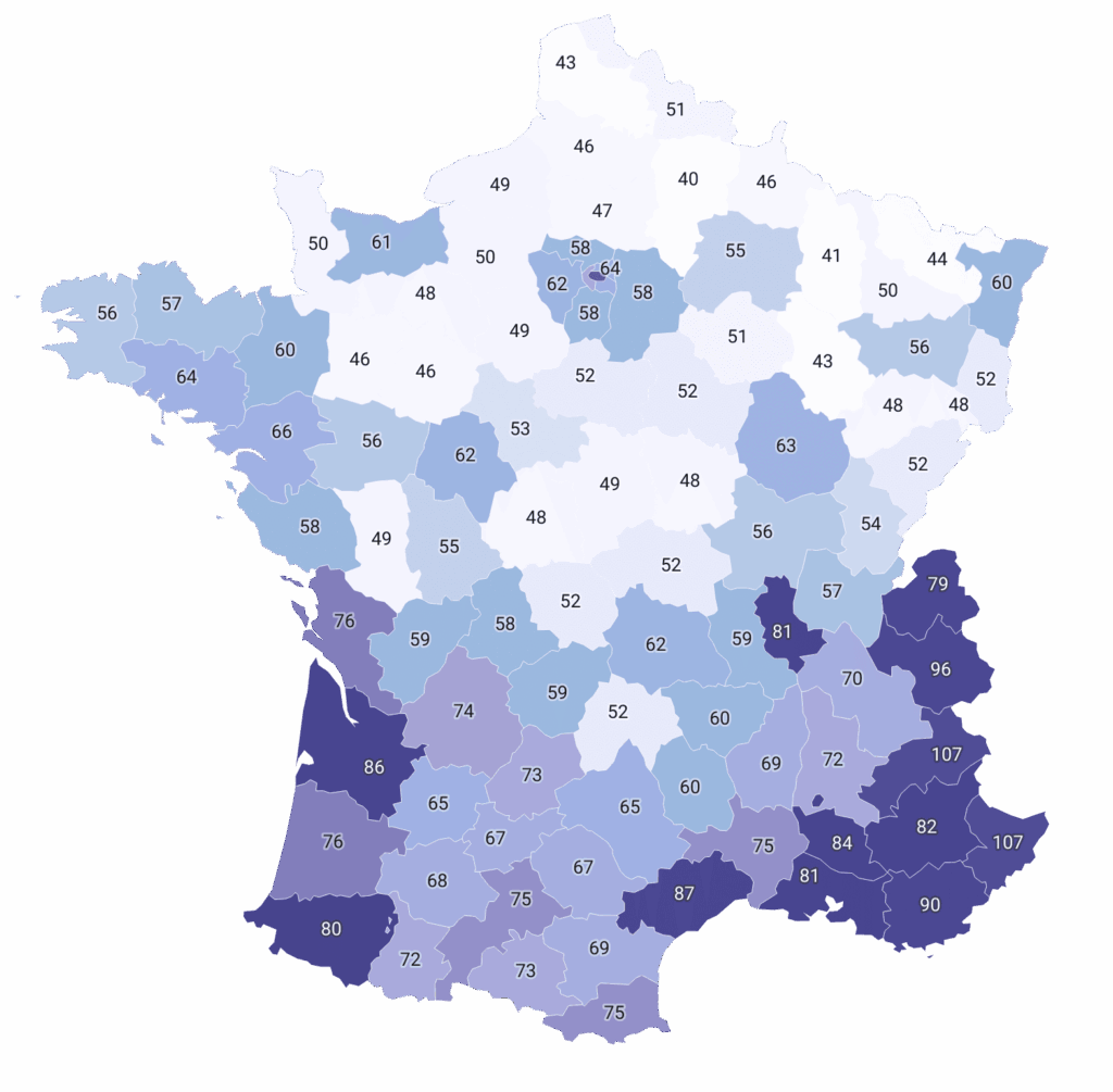Nombre de freelance pour 1000 habitants